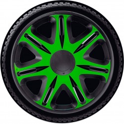 Enjoliveurs 16 pouces vert et noir J-Tec Nascar 